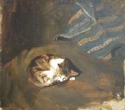 Paul Raud Sleeping cat by Paul Raud oil on canvas